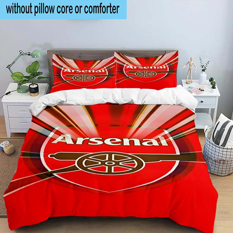 Arsenal Football Club Crest 3PCS Bedding Set 2D Printing (Includes 1 Duvet Cover + 2 Pillowcases Coreless), Bedroom decor,Fan gift