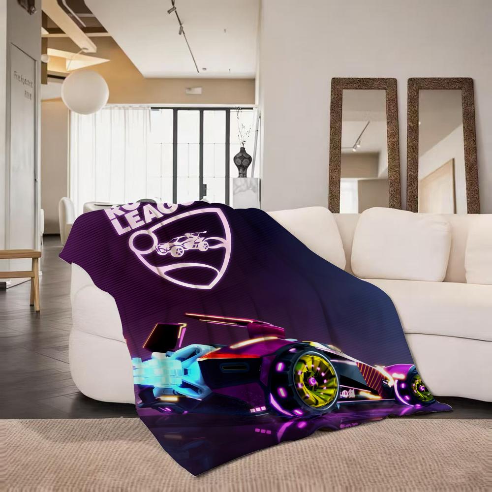 Game R Rocket L League Throw Flannel Throw Blanket Suitable for Sofa Living Room Bedroom