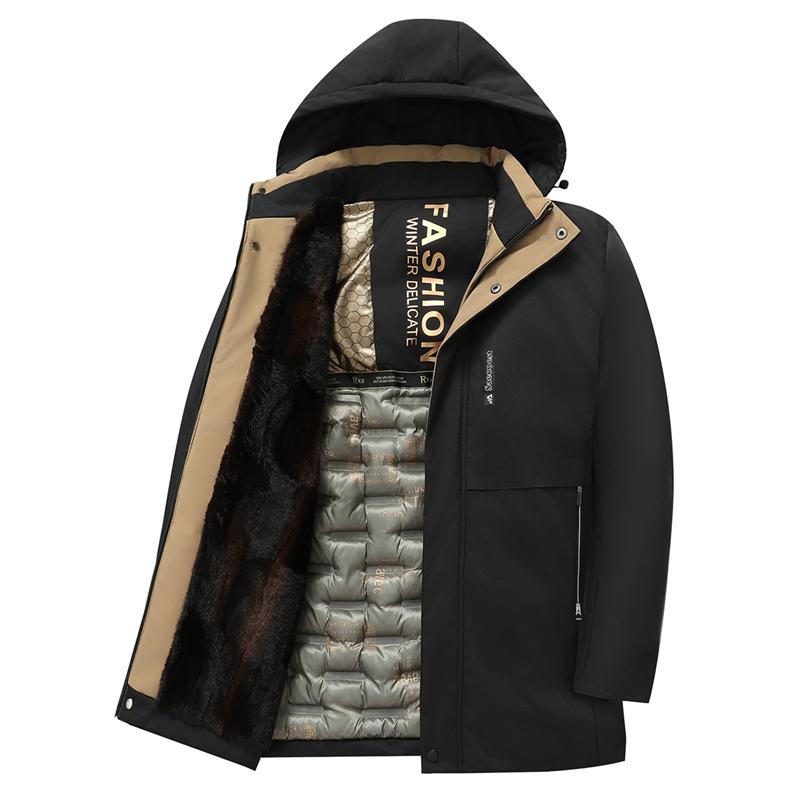 Зимняя хлопковая куртка для среднего и пожилого возраста, устойчивая к холоду и теплая, повседневная и универсальная, с плюшевой подкладкой, мужская хлопковая куртка с капюшоном для бизнеса