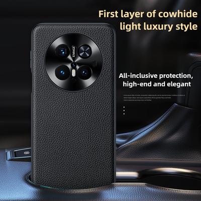 Металлический Чехол из Натуральной Кожи Len для Huawei Mate 70 Pro Mate 60 Pro Plus 50 40 Pura 70 P60 Magic 7 6 5 4 3 Ultra Honor 200 Nova 13