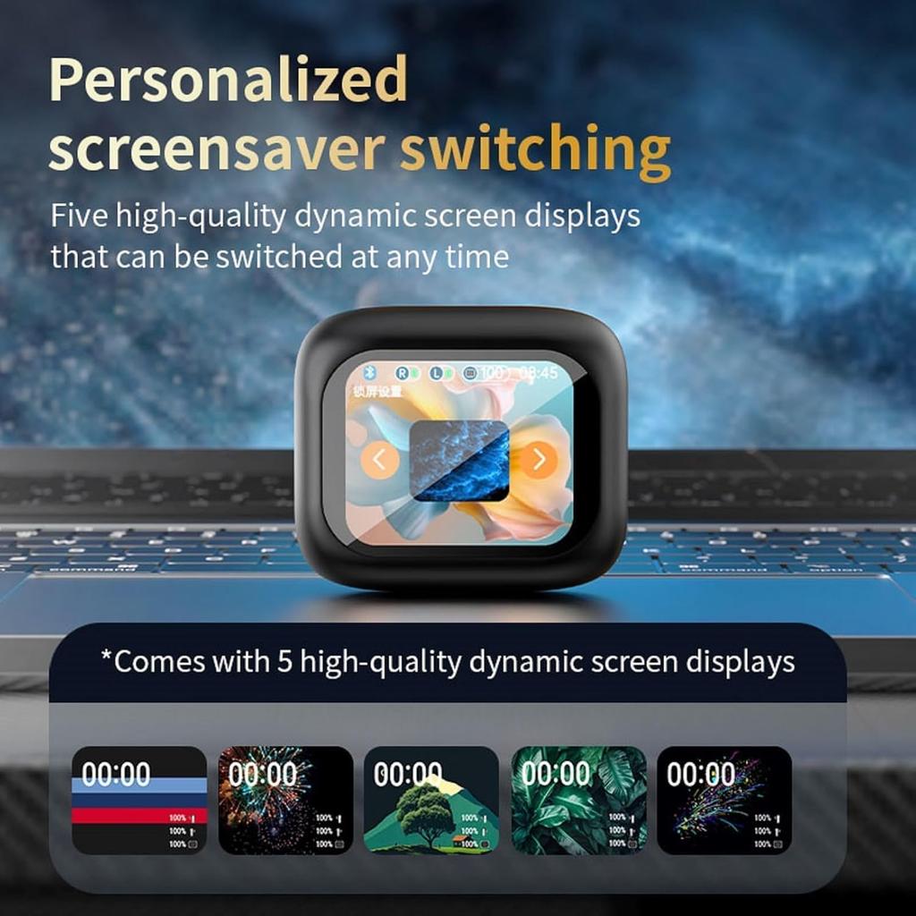 Active Noise Cancelling Earbuds ANC Smart Touch Screen Bluetooth 5.4 Ear Buds Earphones for iPhone Android True Wireless Earbuds for Sport Workout Gym