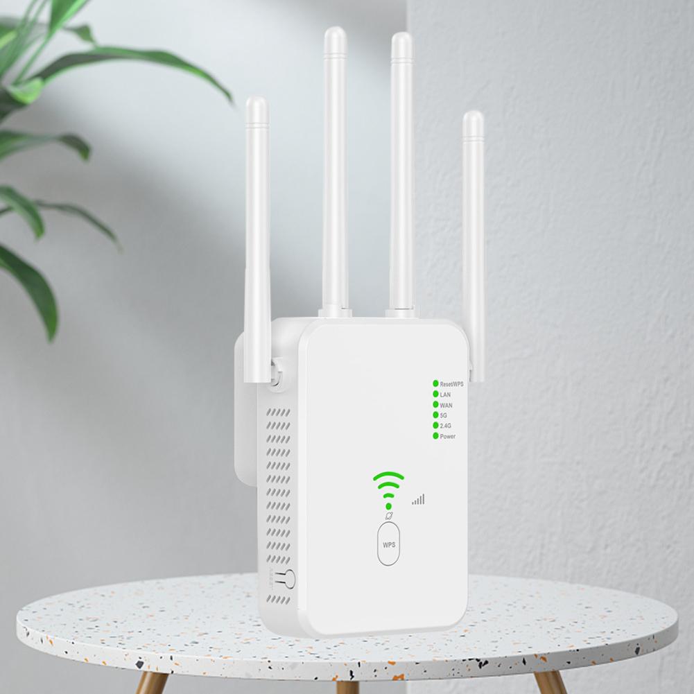 Беспроводной WiFi-повторитель с 4 антеннами, усилитель WiFi-сигнала, двухдиапазонный 5 ГГц/2,4 ГГц, 3 режима, широкое покрытие для дома, отеля