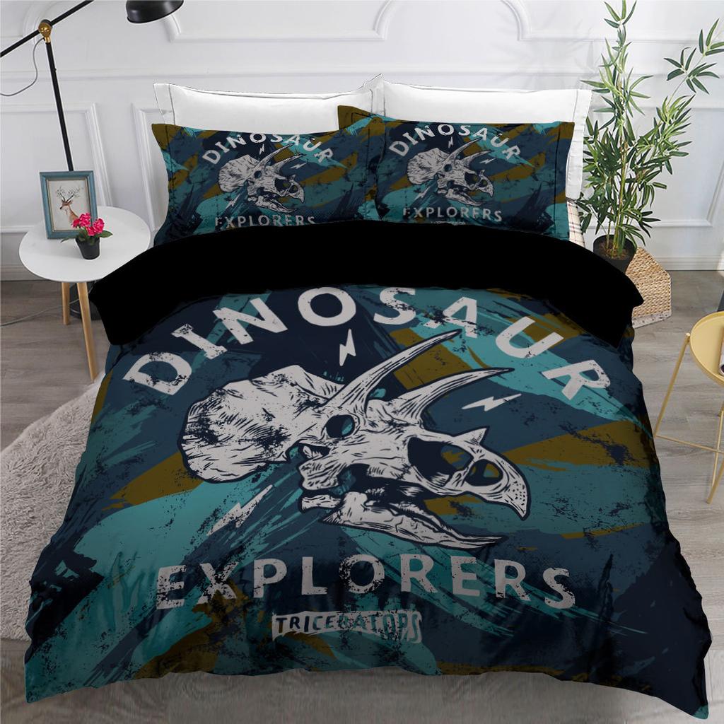 Комплект постельного белья с 3D динозавром и принтом животных, пуховый пододеяльник, наволочка, 2/3 шт., AU180 * 210, полноразмерный домашний текстиль, пододеяльник для мальчиков и подростков