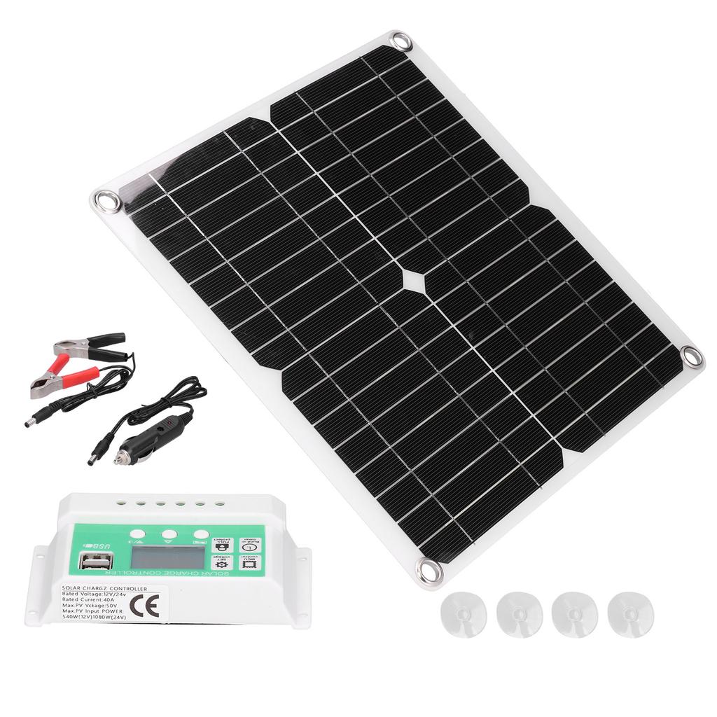 40W 18V Monocrystalline Silicon Flexible Solar Panel with 40A Solar Charge Controller with Dual USB
