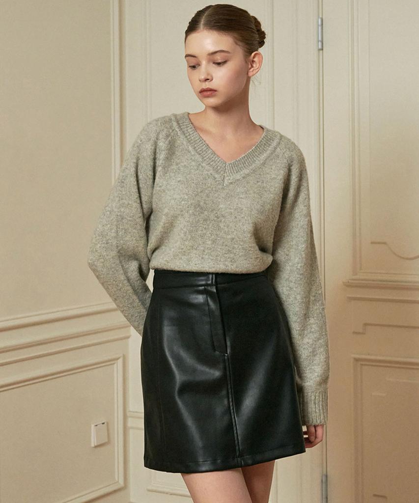 Micene [25-36] Classy Leather Skirt Black