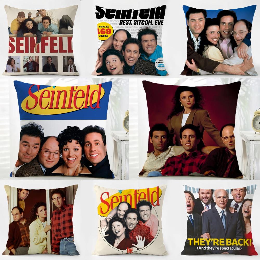 SSeinfeld Cushion Cover Washable Linen Pillowcase Soft for Daily Sofa Bed Home Room Decor
