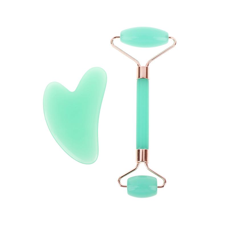 2 шт. Массажер для лица и шеи, роликовый резиновый скребок для красоты, двухсторонняя массажная палочка для разблокировки и расслабления, не розовый нефрит