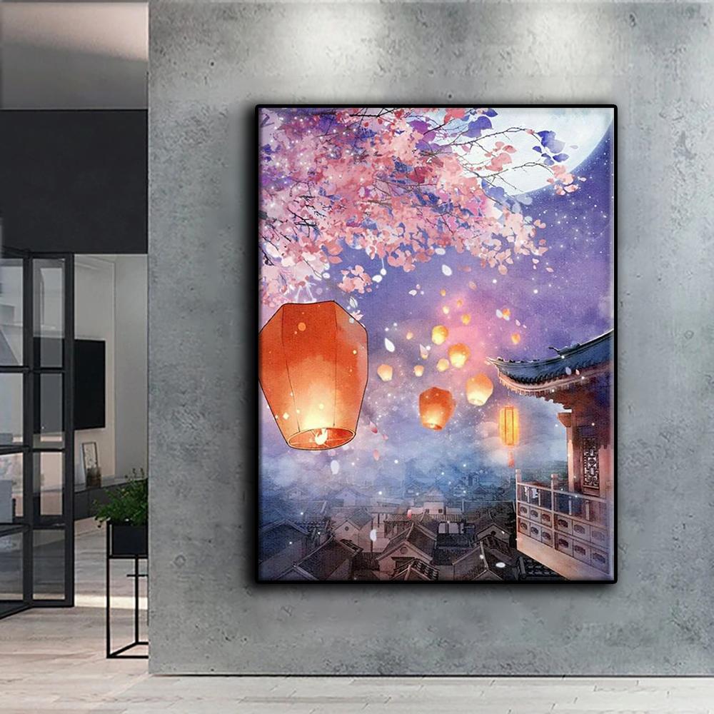 Набор для вышивки крестом DIY Алмазная вышивка Thaise Lampion и цветок лотоса легкая алмазная живопись домашний декор