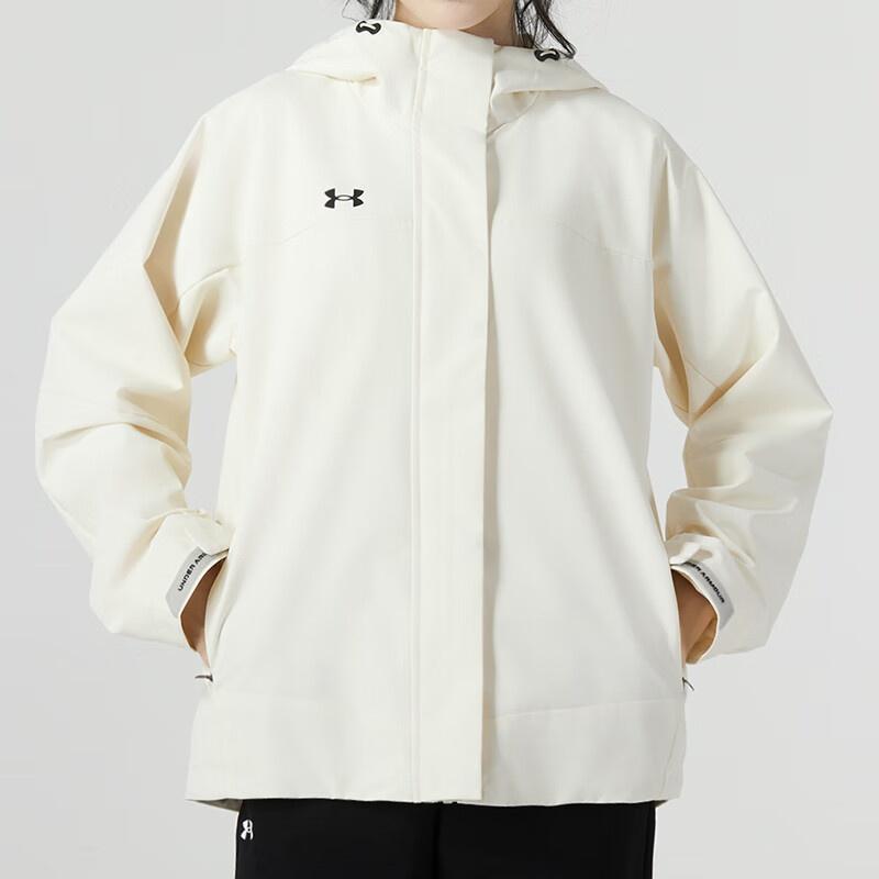 (WMNS) Under Armour Solid Color Outdoor Training Fitness Woven Jacket 'White Black' Women's 23600402-101