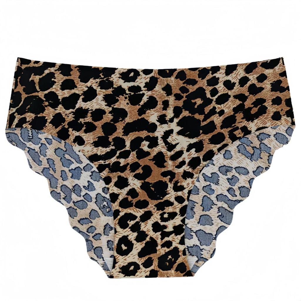 Бесшовные стринги с леопардовым принтом, на низкой посадке, из ледяного шелка, с полной хлопковой ластовицей