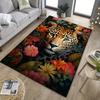 Леопардовый Цветочный Ковер: Экзотическая тема джунглей с красочными цветами - Смелый акцент для гостиной | Ковры с изображением дикой природы