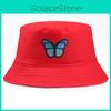 Butterfly Pattern Embroidery Bucket Hat Fisherman Hats Stylish Headwear Casual