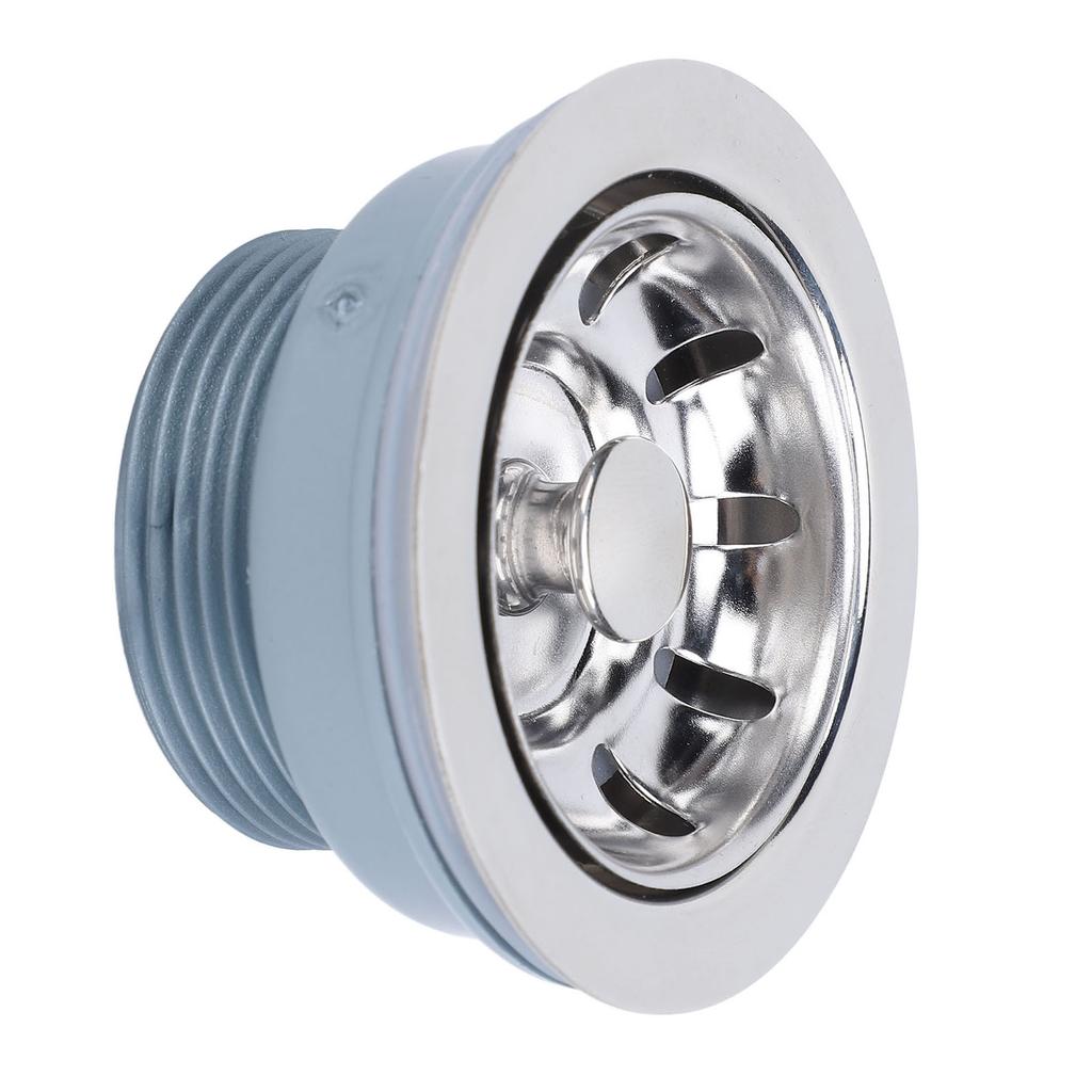 Sink Drain Assembly Mirror Polished RV Stainless Steel Kitchen Drain with Strainer Stopper for Sink with 52mm Opening