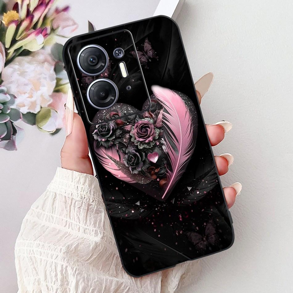 For Infinix Hot 30 5G Elegant Butterfly Cat Printed Phone Case For Infinix Hot30 5G X6832 Black Silicone Soft TPU Cases Bumpers