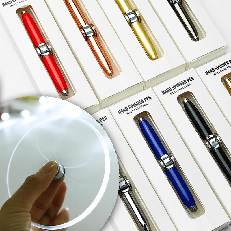 Luminous Rotating Spinner Pen with Flashing Belt Light and Decompression Function