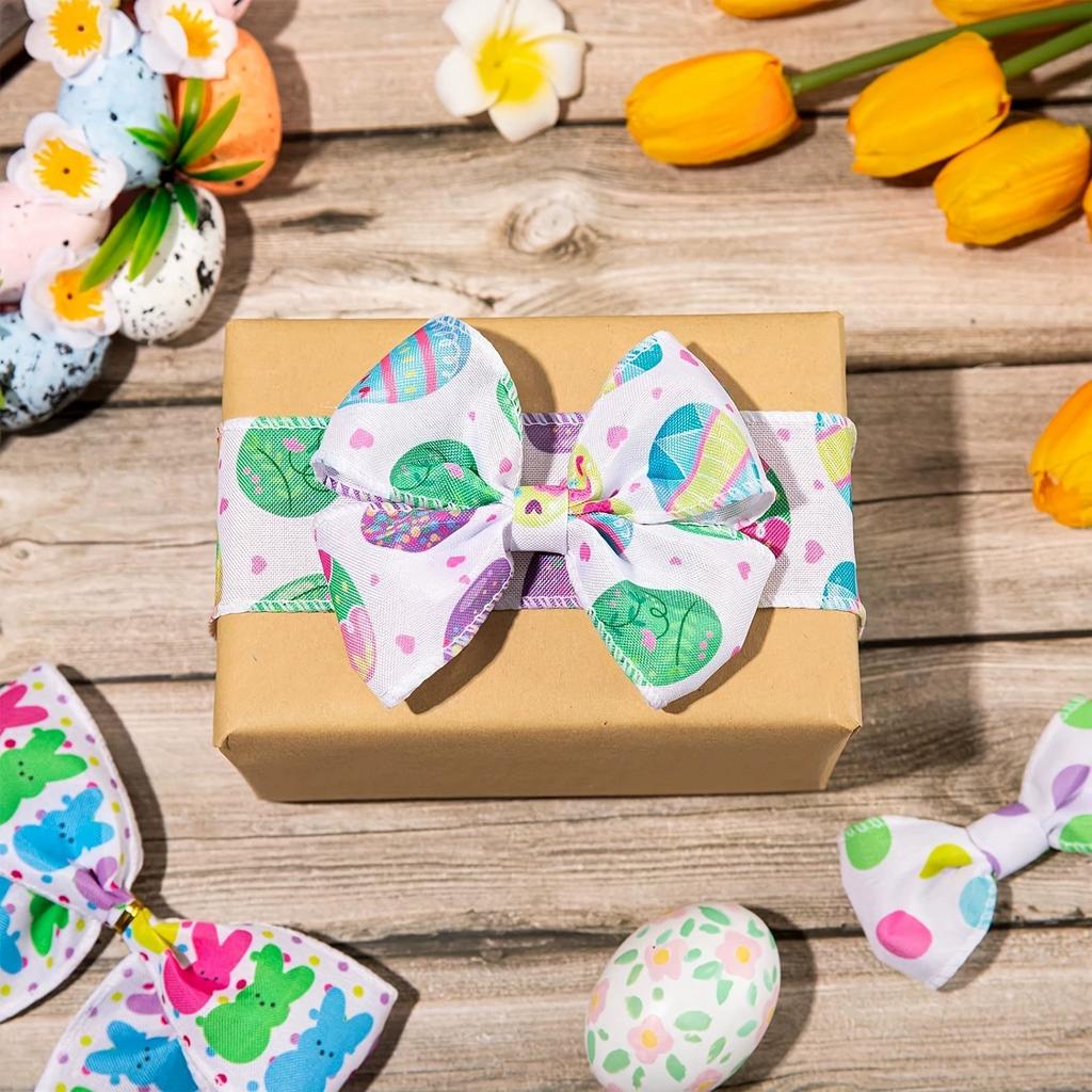 4 рулона ленты для венков и упаковки подарков, пасхальная джутовая лента с проволокой, твил/бобы/яйца/кролик для поделок, декор корзин, изготовление бантов, декор на Пасху