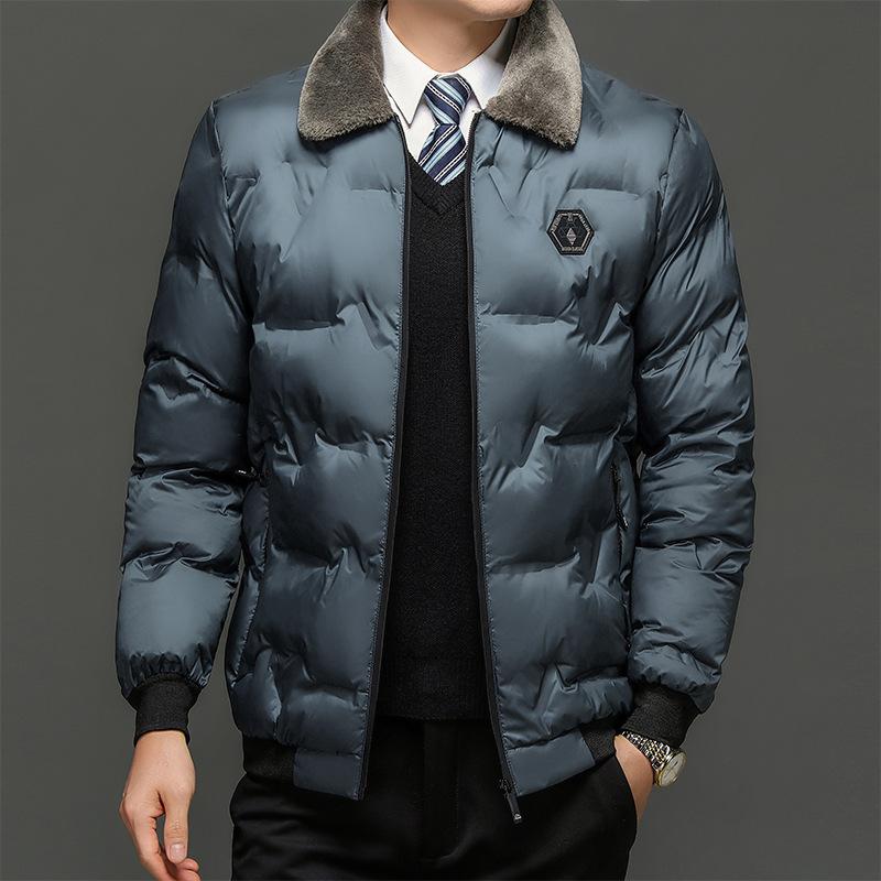 Плюшевая и утолщенная хлопчатобумажная куртка для мужчин. Хлопковая куртка с лацканами. Зимняя куртка для сохранения тепла.
