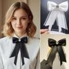 Black Memorial Black Ribbon Bow Tie Brooch Fabric Shirt Collar Pin  For Funerals and Mourning