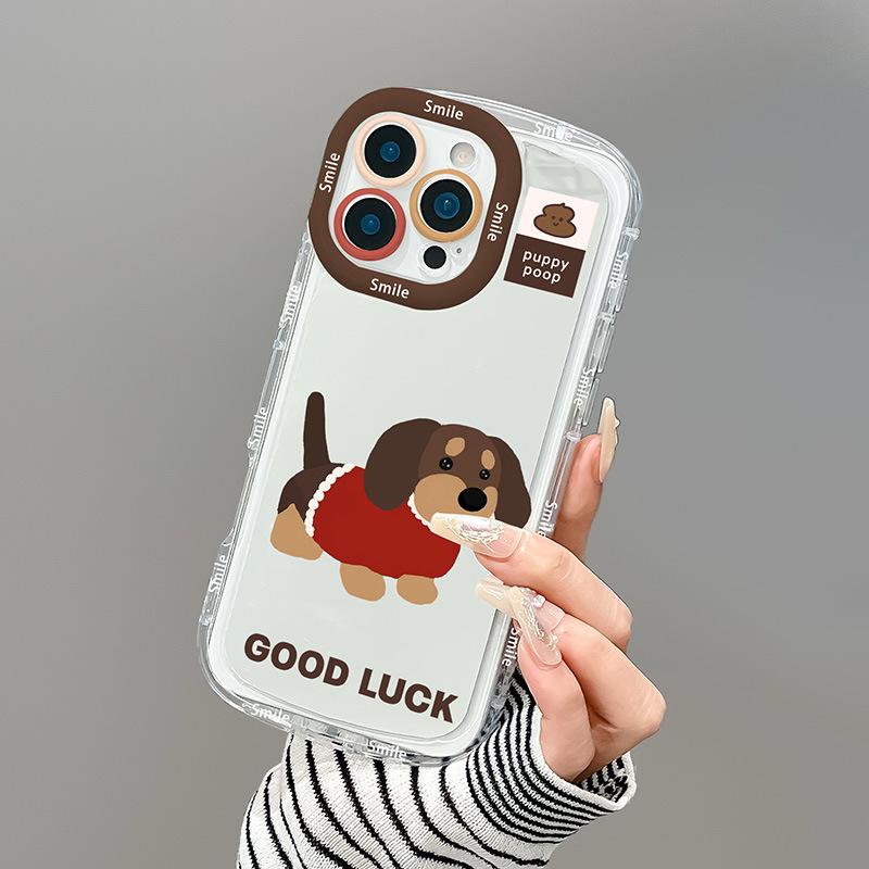Happy Bunny for IPhone16promax Cream Mirror Phone Case Oil 13 Brand New 15 Cartoon