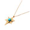[Q5028] - Designer Steel Necklace 'Etoile Du Nord' Turquoise Gold - 25x18 Mm