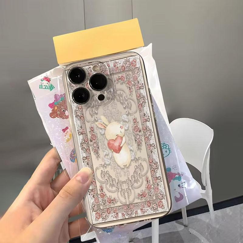 Милый Прозрачный Чехол с Кроликом Для Samsung Galaxy S26 S24 S25 S23 Ultra S22 S21 S20 Plus FE A50 A71 A72 A73 Мягкий Чехол