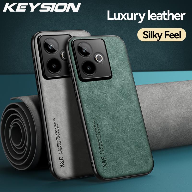 KEYSION Роскошный ретро чехол из ПУ кожи для Realme GT 7 7T 5G Мягкий силикон+ПК Ударопрочная задняя крышка для телефона для OPPO Realme GT 7T 5G