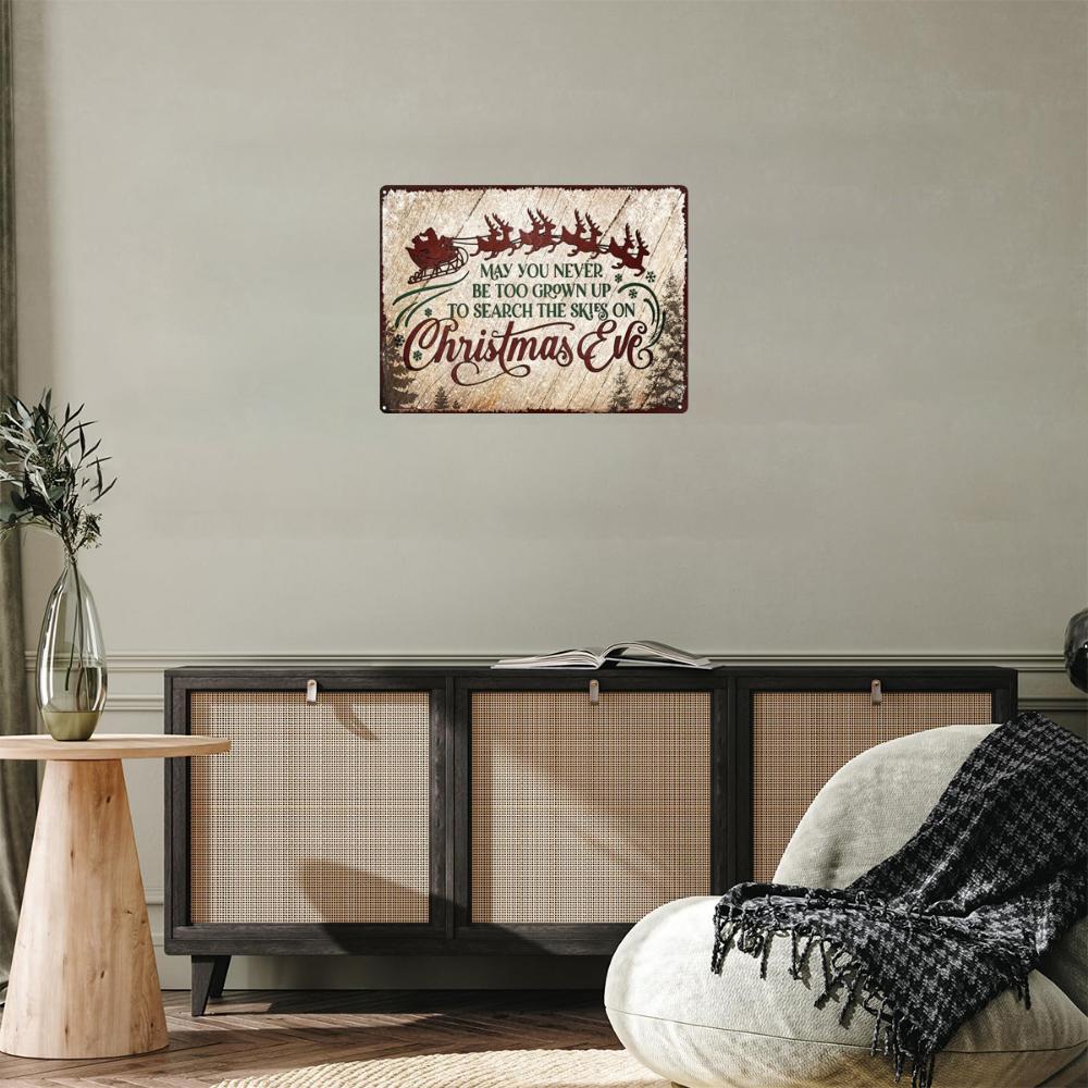 Винтажная жестяная табличка на канун Рождества «Пусть вы никогда не будете слишком взрослыми, чтобы исследовать небо» Винтажный металлический настенный декор для дома, отеля, кафе