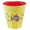 [R0625] - Red Yellow 'Saperlipopette' Melamine Cup (Mrs. Fish) - 7. 5x7. 5cm