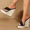 Summer Street Style Cane Weave Platform Wedges Slippers Sandals Women Fashion High Heels Female Shoes Zapatos Mujer