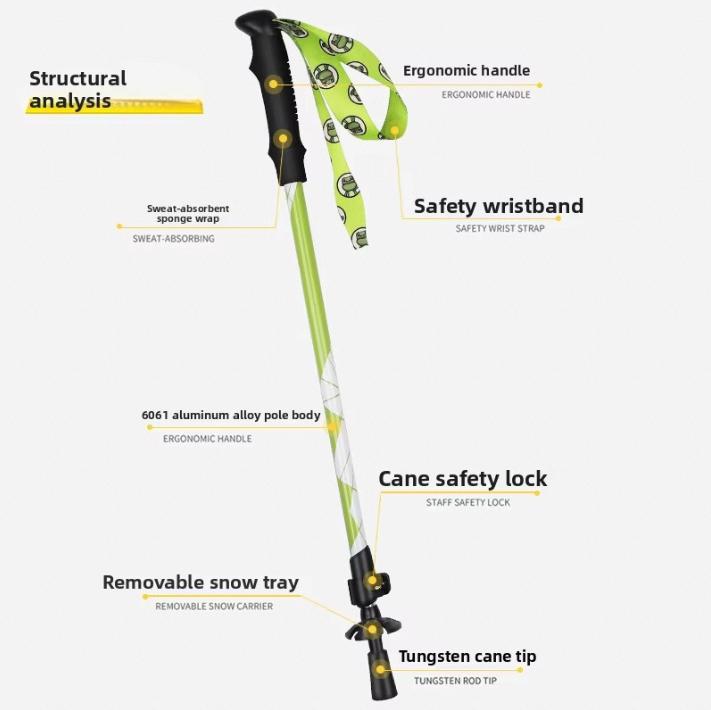 Factory Direct Children's Outdoor Trekking Poles Aluminum Alloy Telescopic Adjustable 60-100cm Non-slip Hiking Stick