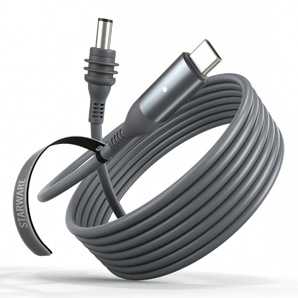 STARWARE 5-метровый кабель для Starlink Mini, USB-C на DC, Быстрая зарядка, Водонепроницаемый шнур
