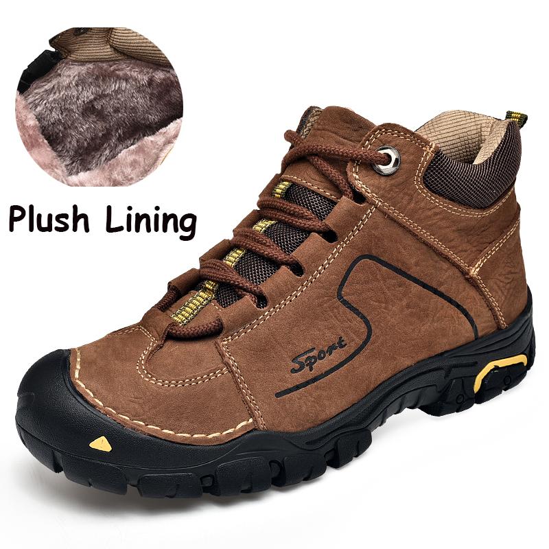 Men's Hiking Shoes Leather Outdoor Shoes Wear-resistant Men Trekking Walking Hunting Tactical Sneakers