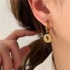 Круглые Серьги-монеты Рамос для Женщин Серьги из Нержавеющей Стали Геометрические Квадратные Серьги Покрытие Золотом Модные Серьги Украшение