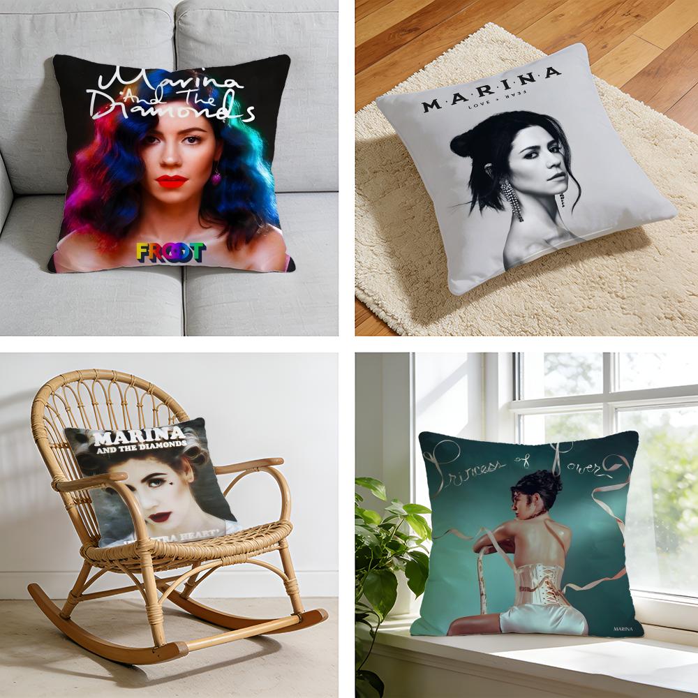 Music Album MMarina and the diamonds Cushion Cover Short plush pillowcase for bed sofa carwashable