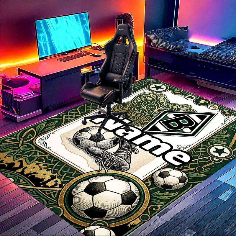 Custom Name Personalized Borussia Monchengladbach Print Carpet, Versatile Home Decor Rug, for Playroom, Apartment, Balcony, Entryway, Hallway Gift