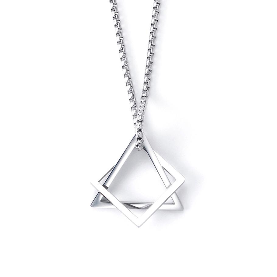 Geometric Necklace for Men Women Titanium Steel Triangle Square Interlocking Chain Choker Male Jewelry Accessories Gifts
