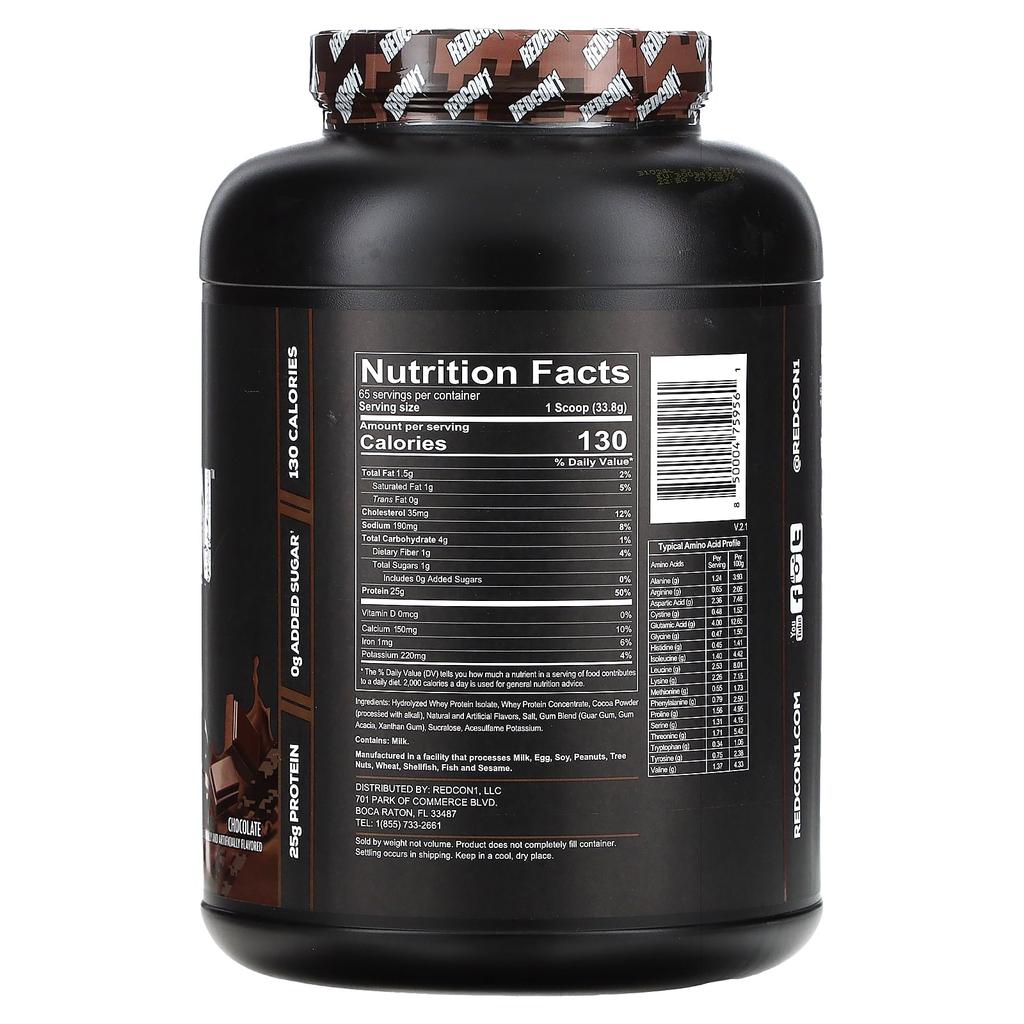 Redcon1 Рацион, Смесь сывороточного протеина, Шоколад, 4,84 фунта (2,197 г)
