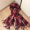 Новый осенне-зимний шарф корейская атмосфера клетчатый отделка бахрома легкая роскошь высококачественный теплый утолщенный шаль универсальный