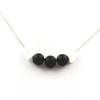 Stones and Minerals. 8mm Matte Black Onyx Bead Necklace + USA Howlite Stainless Steel Chain.