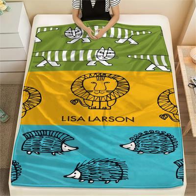 1 шт. Фланелевое одеяло с принтом Лисы Ларсон, Высокое качество, Для всех сезонов, Декор для дома, Тепло и уют, Идеально для рождественских подарков