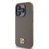 Dkny Dkhmp14Lpshrpsw iPhone 14 Pro 6.1 Коричневый/Brown Жесткий чехол Кожаный узор Металлический логотип Magsafe
