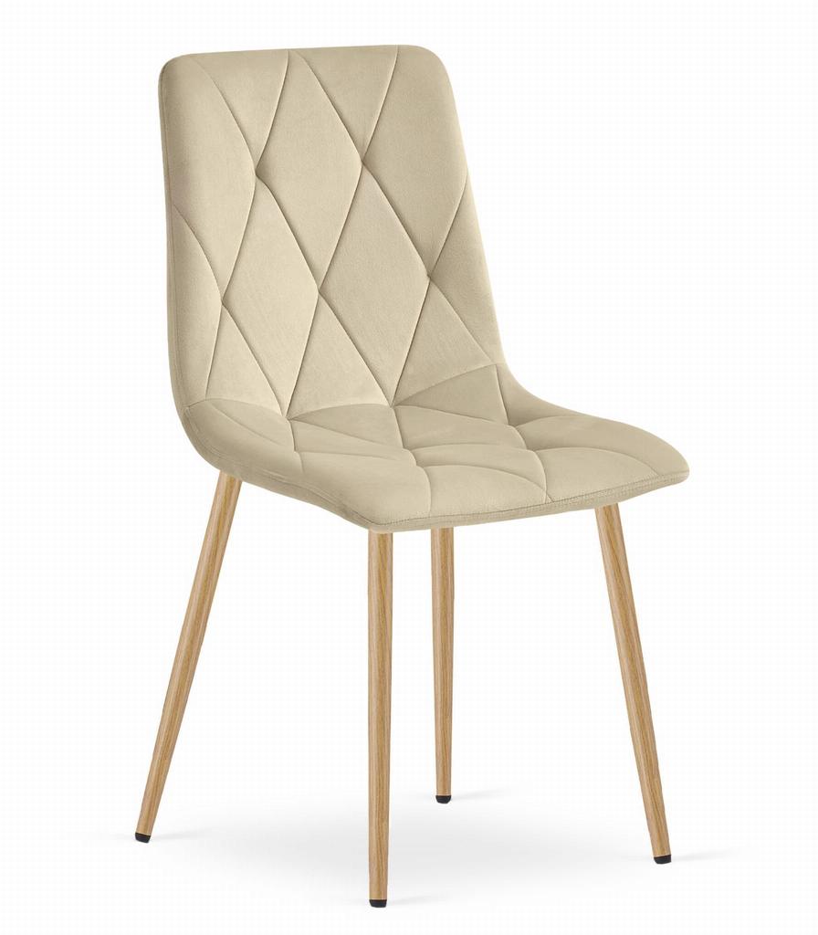 LIBRA chair - light beige velvet / wood-colored legs x 2
