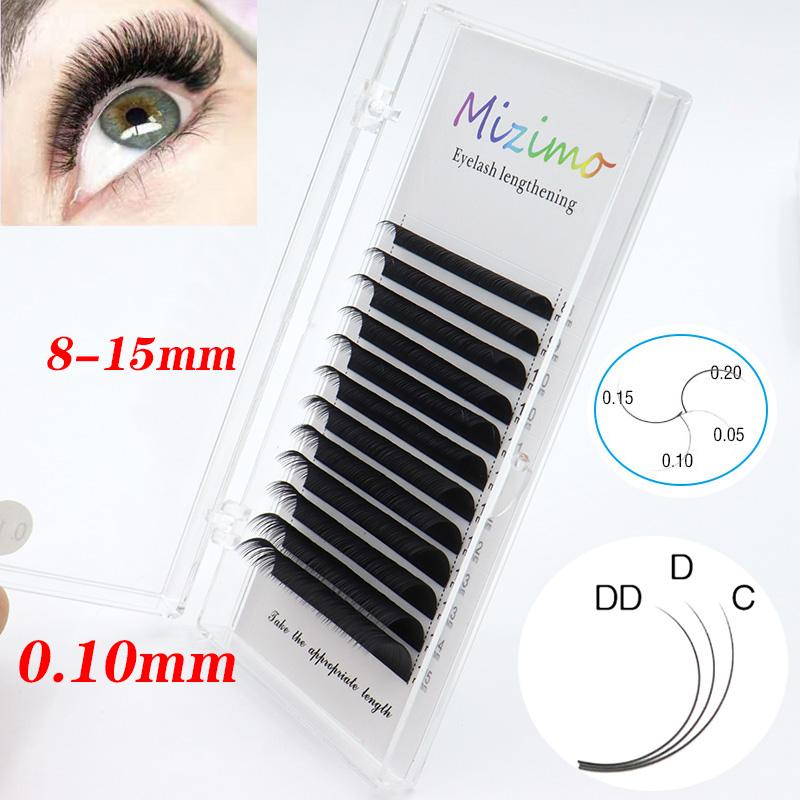 MIZIMO Черные, одиночные, привитые накладные ресницы, толщина 0,05/0,07/0,10/0,15/0,20 мм, длина 8-25 мм, натуральные удлиненные.. Составить