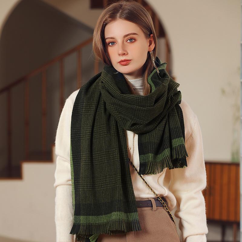 Scarf Border Contrasting Plaid Print Shawl Women's Scarf