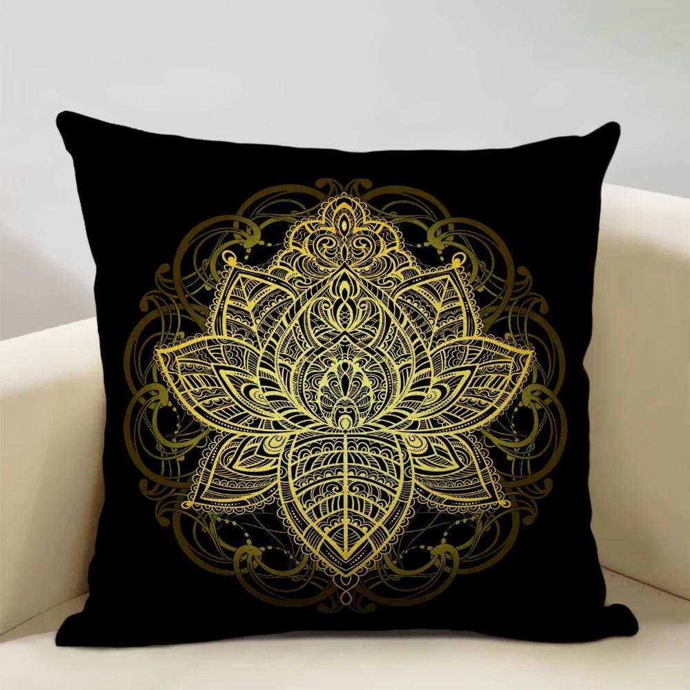 Mandala Sofa Decorative Throw Pillow Case, Hamsa Cushion Cover, Home Living Room Pillow Cover, 45x45cm