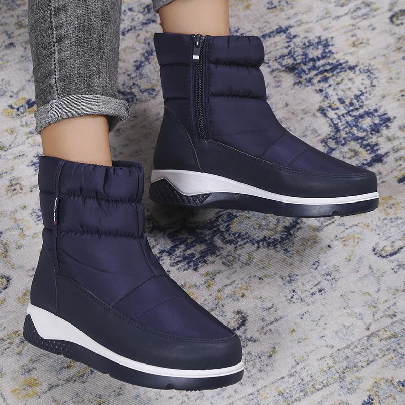 2022 зимние новые теплые зимние ботинки с боковой молнией, короткая трубка, однотонная непромокаемая хлопковая обувь