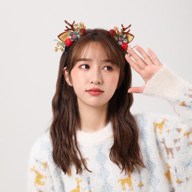 1 шт. Головной убор Светящаяся повязка для волос Реквизит для вечеринки Рождественский ободок Аксессуары для волос Светодиодная подсветка Лосиные рога из мякоти
