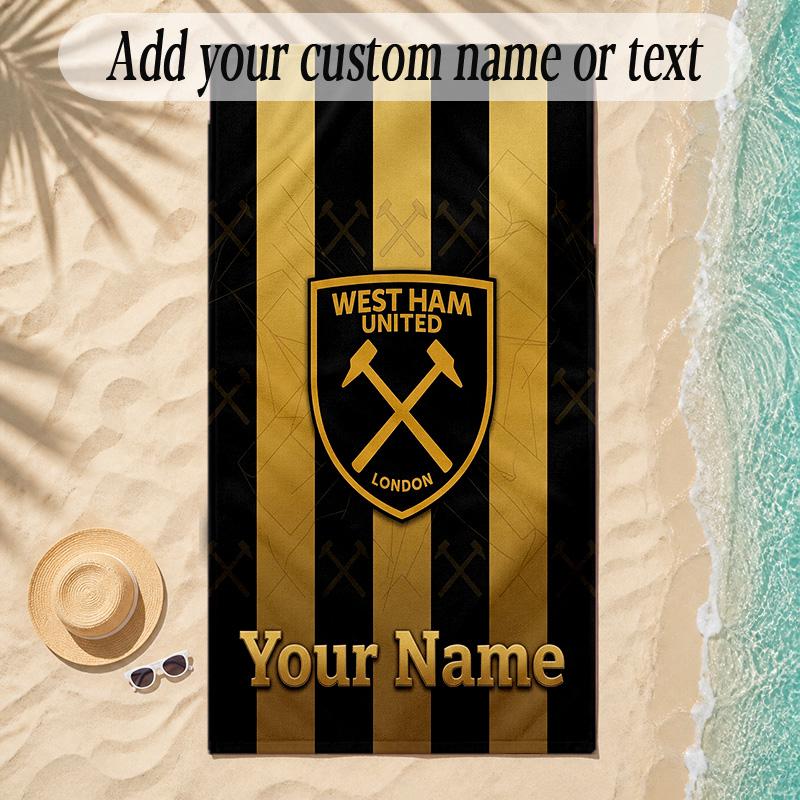 Beach TowelWest Ham United FC Custom Name Text Personalized Soft Towel for Beach Pool Indoor Home Decor Gift