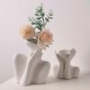 Human Body Femal Head Vase Small Flower Vase Modern White Ceramic Vase for Garden Home Living Room Table Art Statue Indoor Outdoor Decor