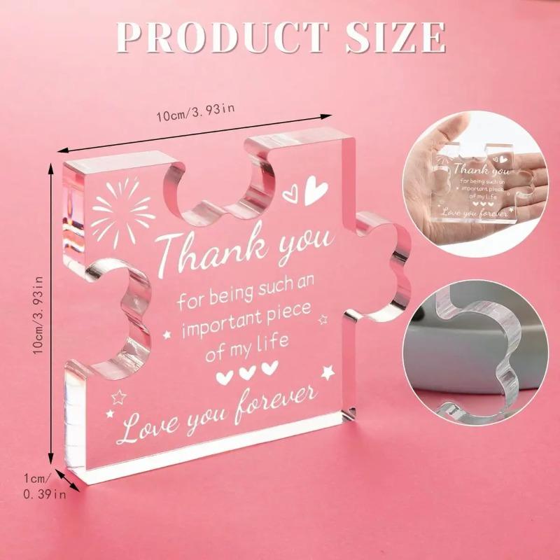 2D Flat Acrylic Puzzle Thank-you Gift Desktop Decoration Plaque, Home Decor Plaque Hanging Wall Art Decorative Garden Decoration for Room Door Signs H
